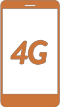 Icône orange représentant un smartphone avec la mention '4G' sur l'écran.