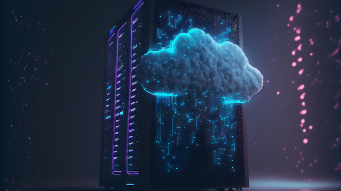 Illustration du processus de sauvegarde et de restauration des données dans un environnement d'entreprise, montrant des serveurs connectés à un cloud, avec des flèches représentant le flux de données entre les solutions de sauvegarde locales et distantes.